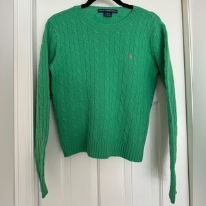 Women’s Ralph Lauren Sport Green Sweater Pink Pony Size Medium